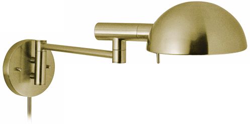 Sonneman E-Dome Satin Brass Plug-In Swing Arm Wall Light