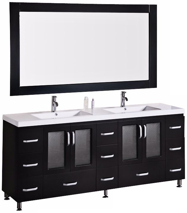 Stanton Dark Espresso 72" Drop In Double Sink Vanity Set