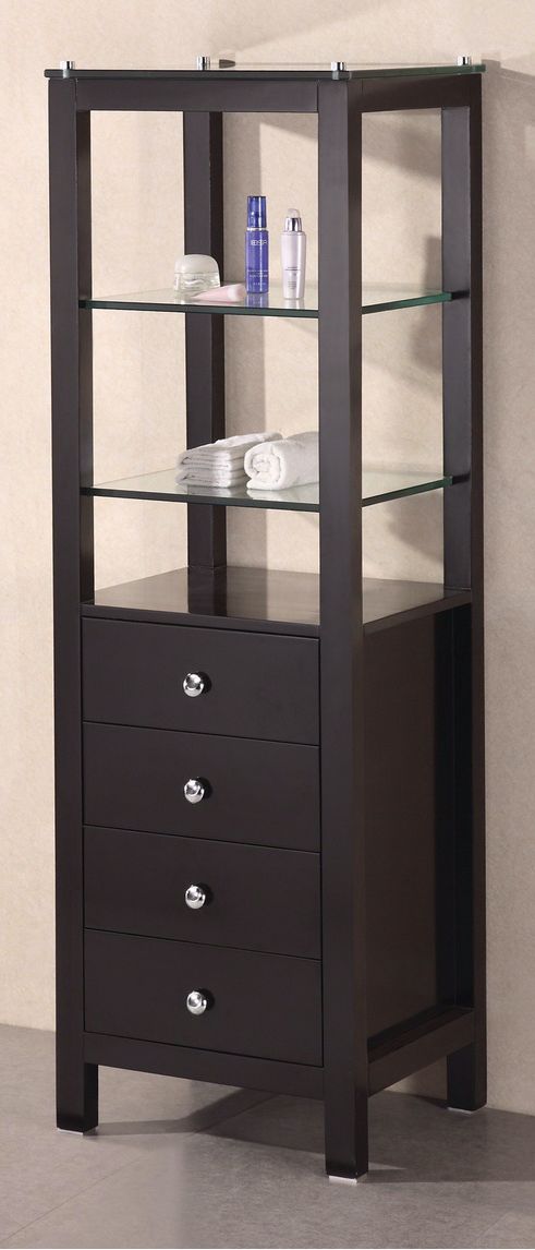 Contemporary Dark Espresso Oak Wood Linen Cabinet