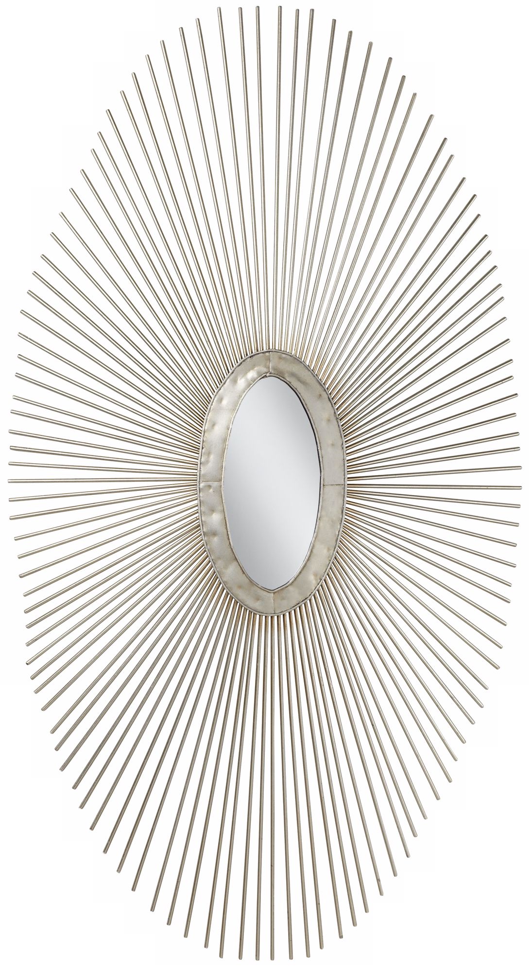 Silver Sun Ray 37" High Oval Metal Wall Art