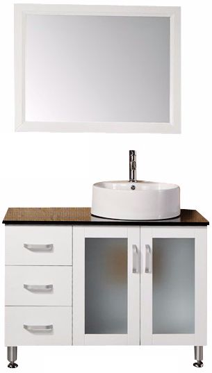 Malibu White 39" Wide Modern Bathroom Sink Vanity Set
