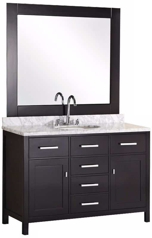 London 48" Marble Espresso Single Sink Vanity