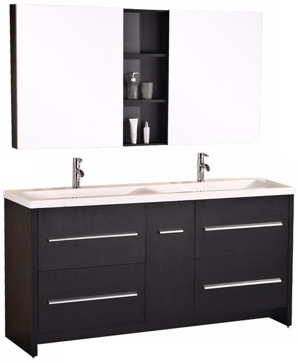 Perfecta 63" Espresso Double Sink Vanity Set