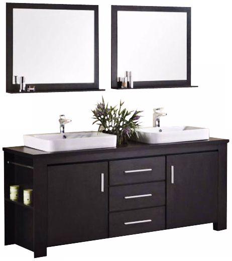 Washington Espresso 72" Double Sink Vanity Set