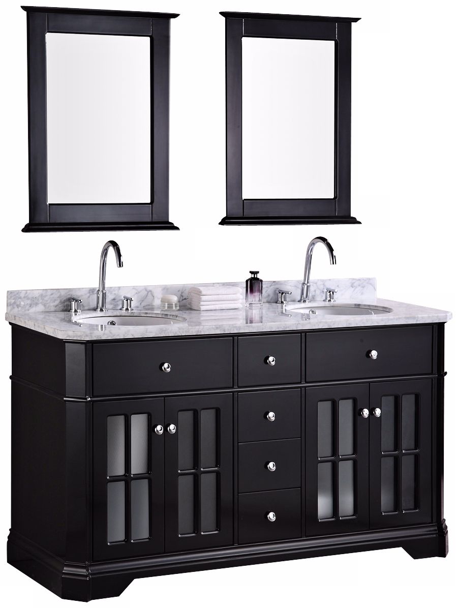 Imperial 60" Black Double Sink Vanity Set