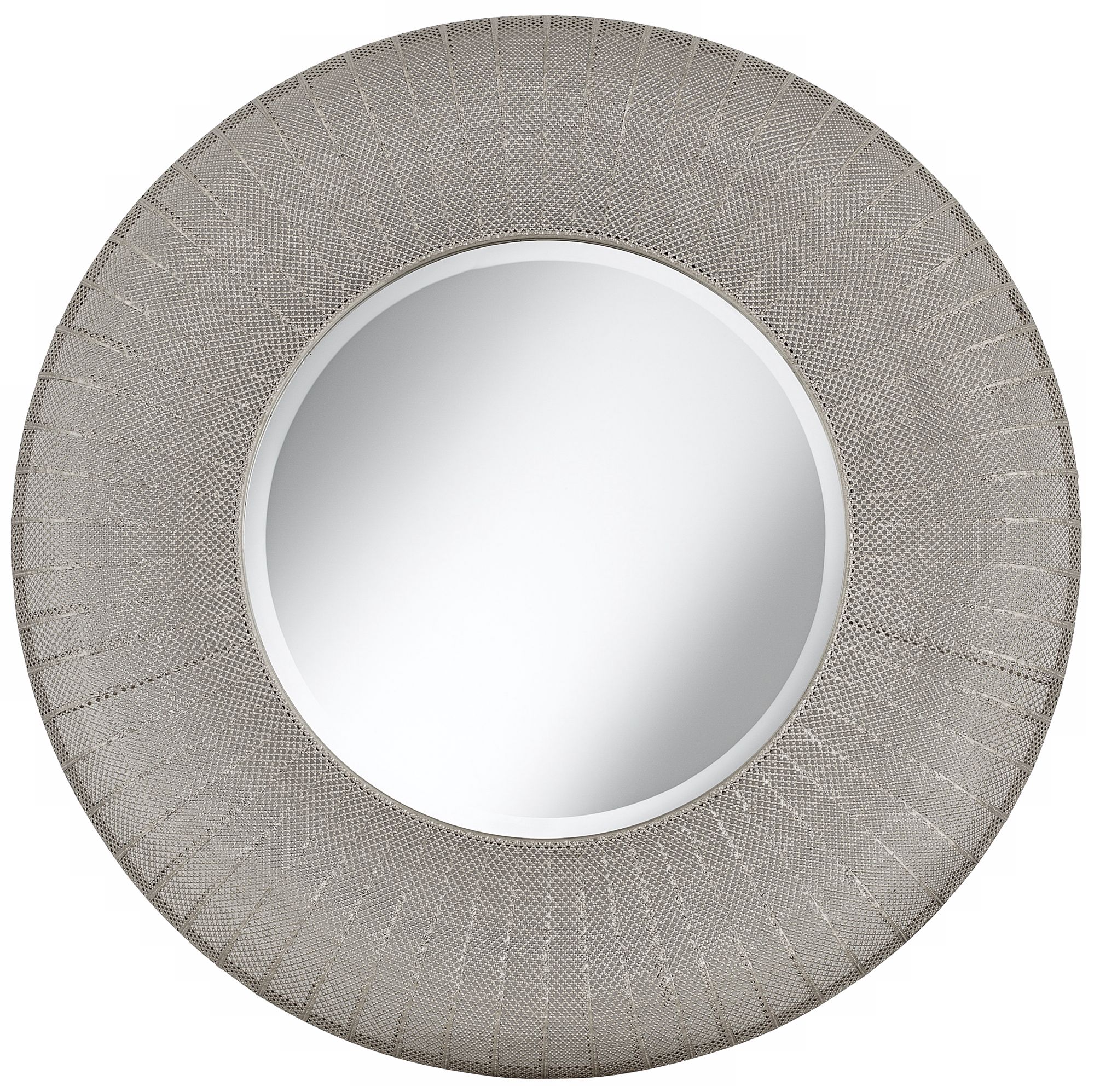 Pounded Metal 35" High Round Wall Mirror