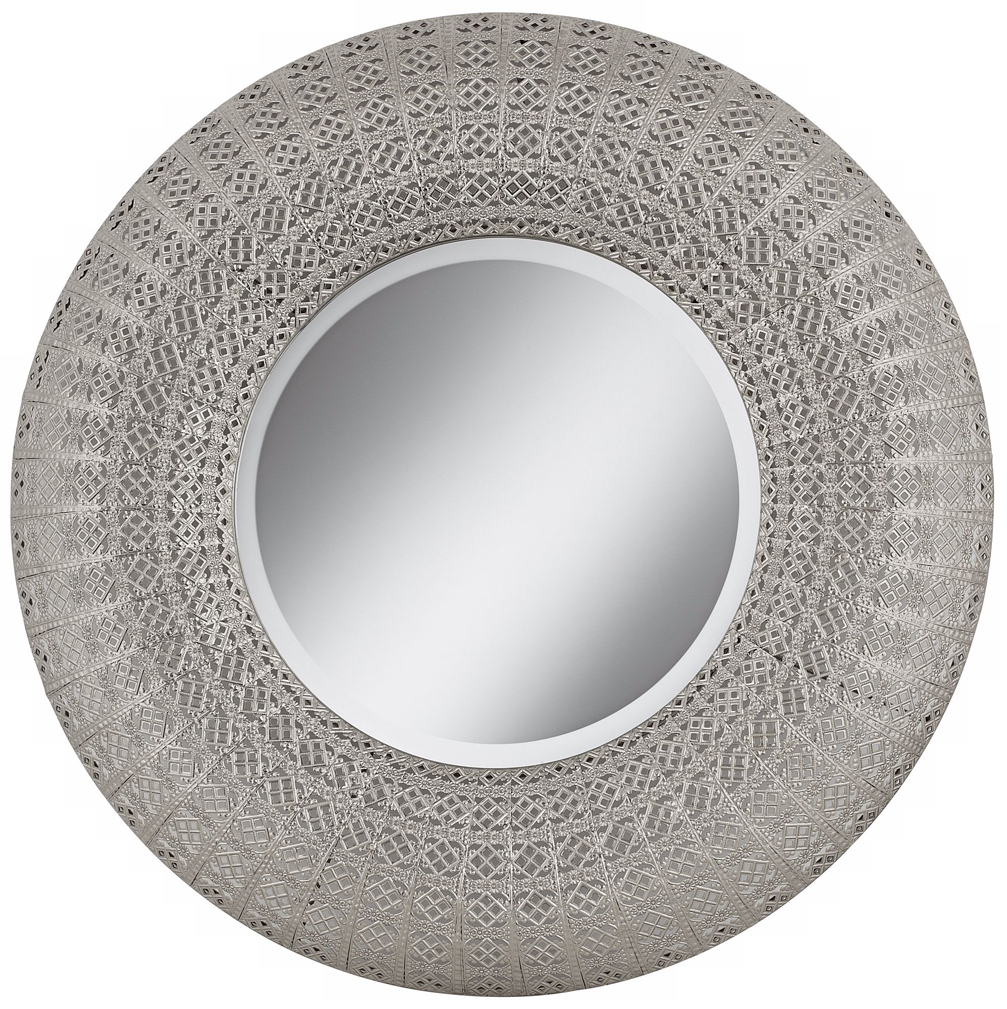 Pounded Metal 29" High Rounded Wall Mirror