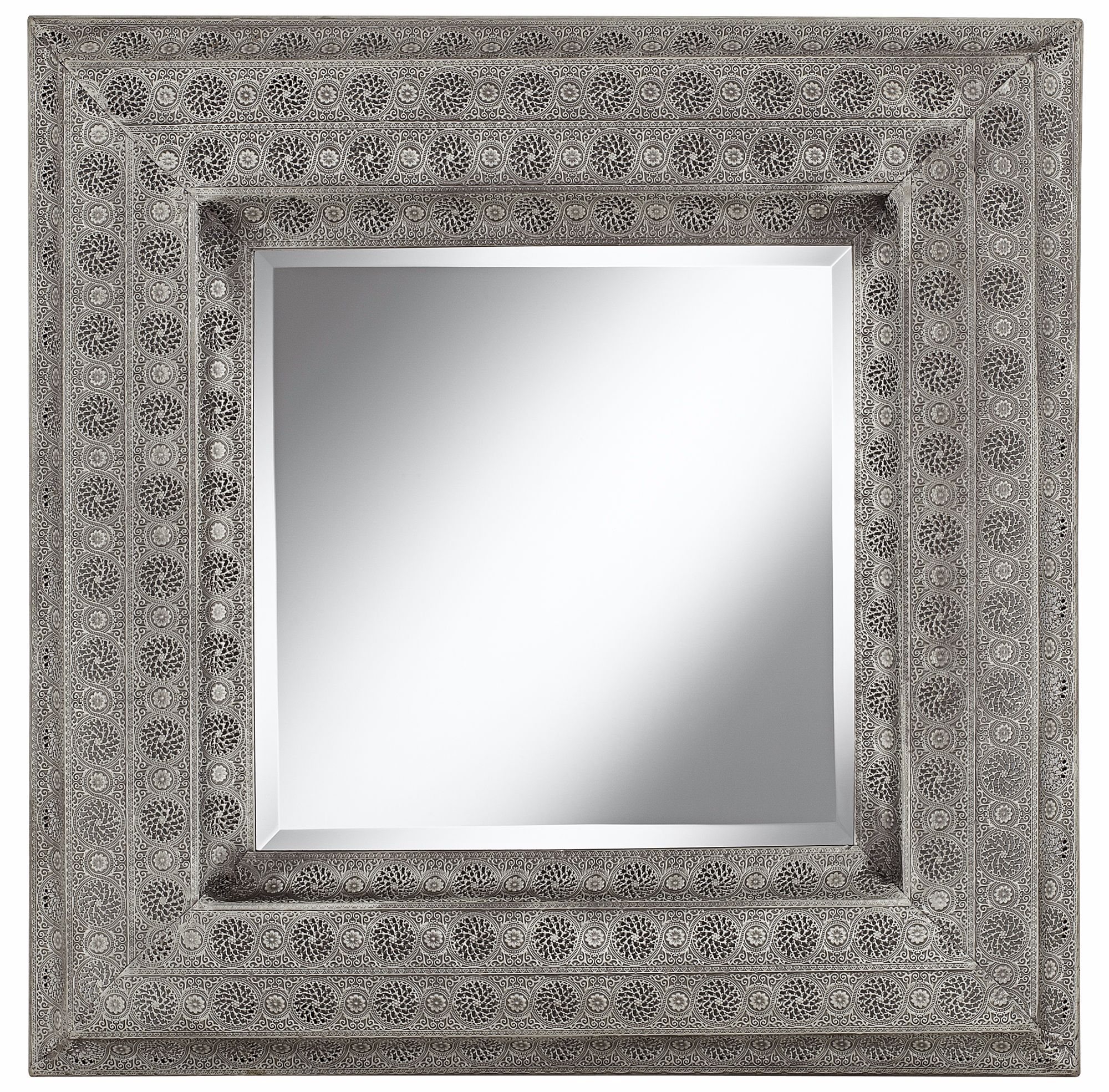 Pounded Metal 29 1/4" High Square Wall Mirror