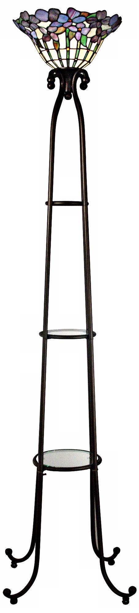 Dale Tiffany Art Glass 3 Shelf Torchiere Floor Lamp X3517 On