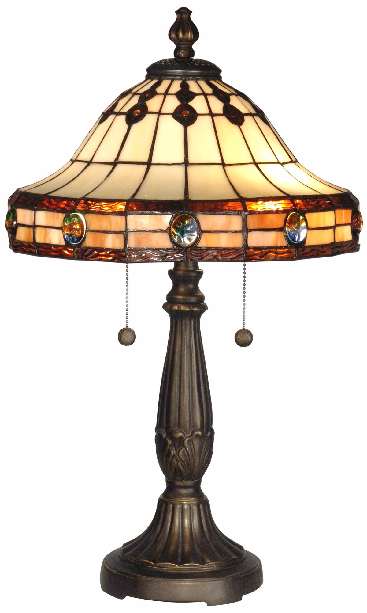 Dale Tiffany Jeweled Glass Mission Style Table Lamp