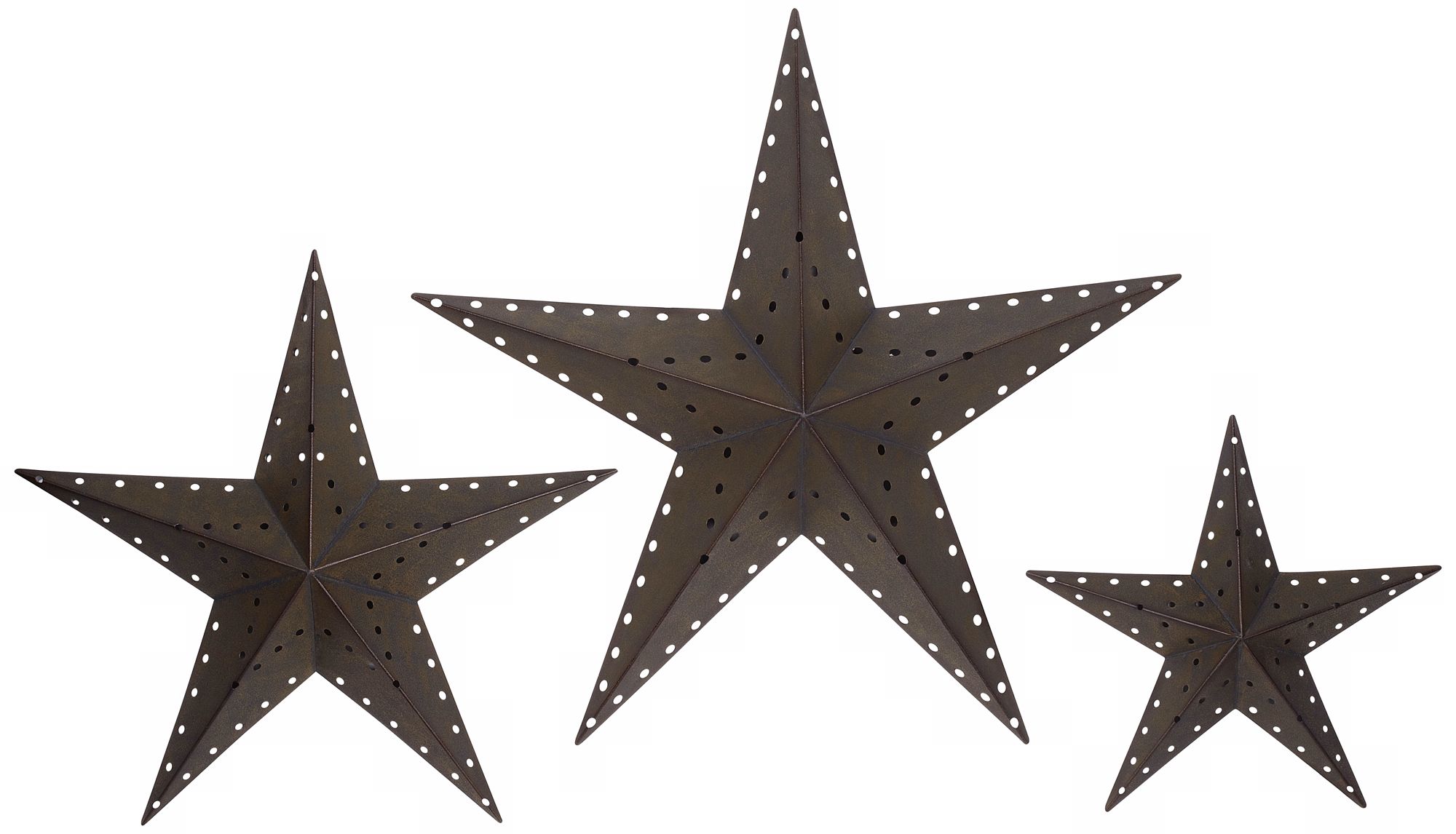 Punched Bronze Metal Star Wall Decor Set of 3