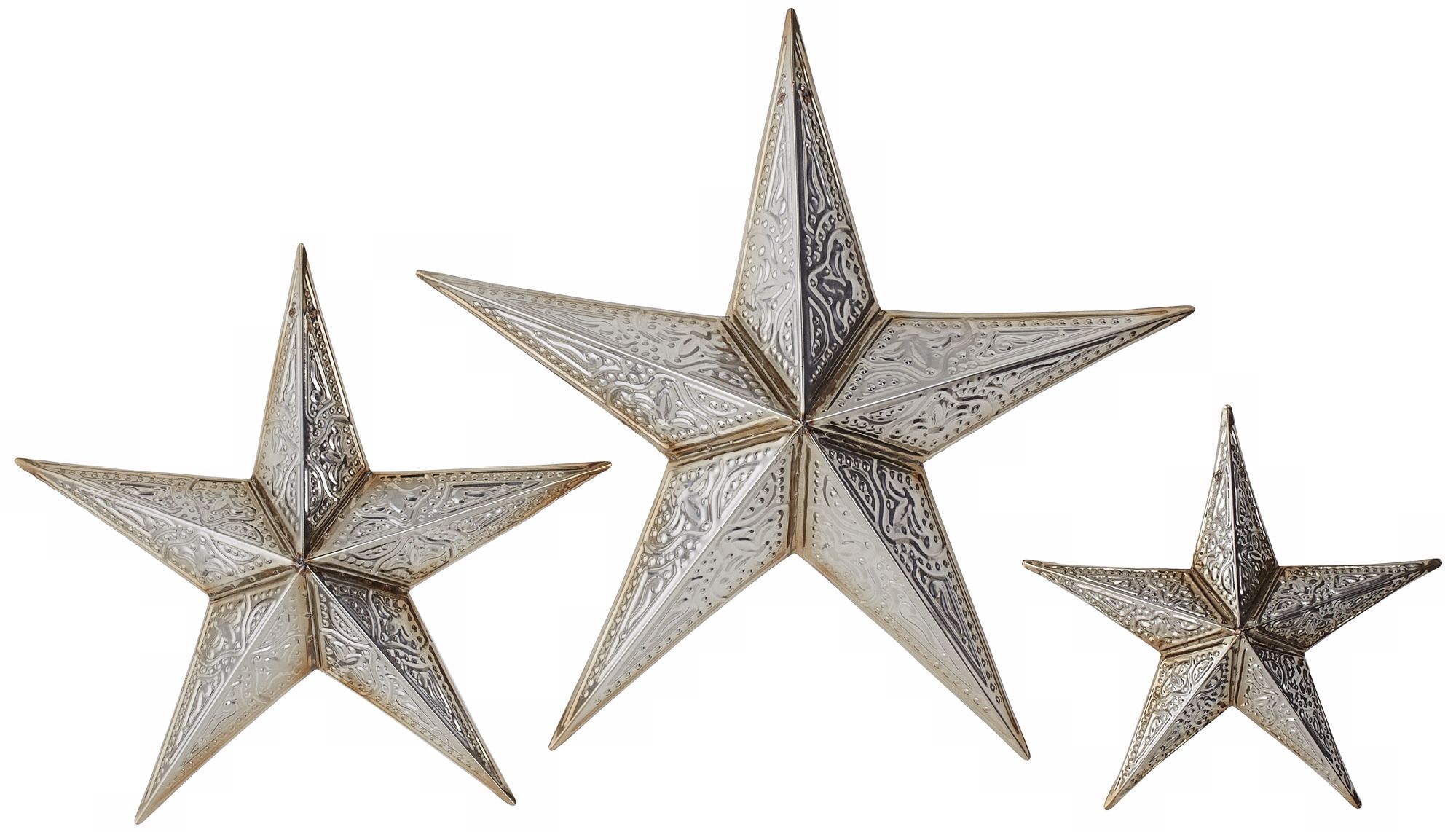 Silver Tin Stars Wall Decor Set of 3