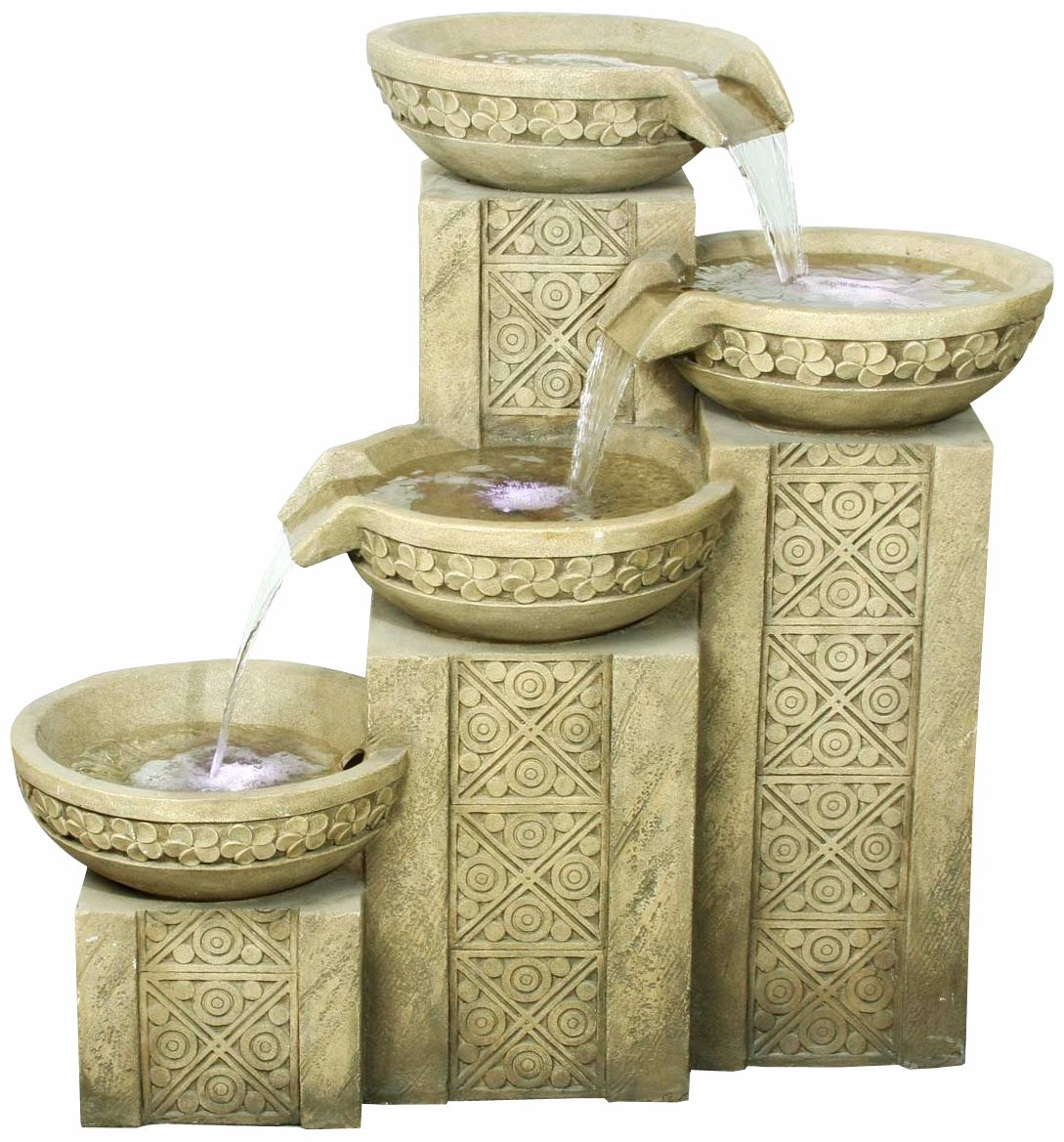 Carved Scoop Bowl LED Fountain