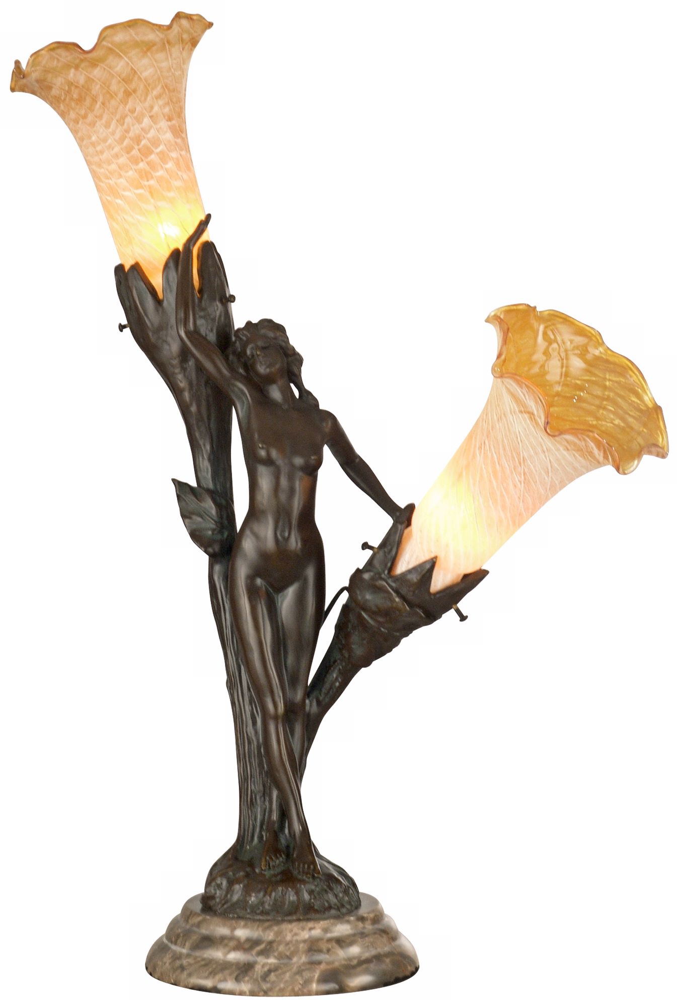 Dale Tiffany Floral Lady Bronze Art Glass Table Lamp