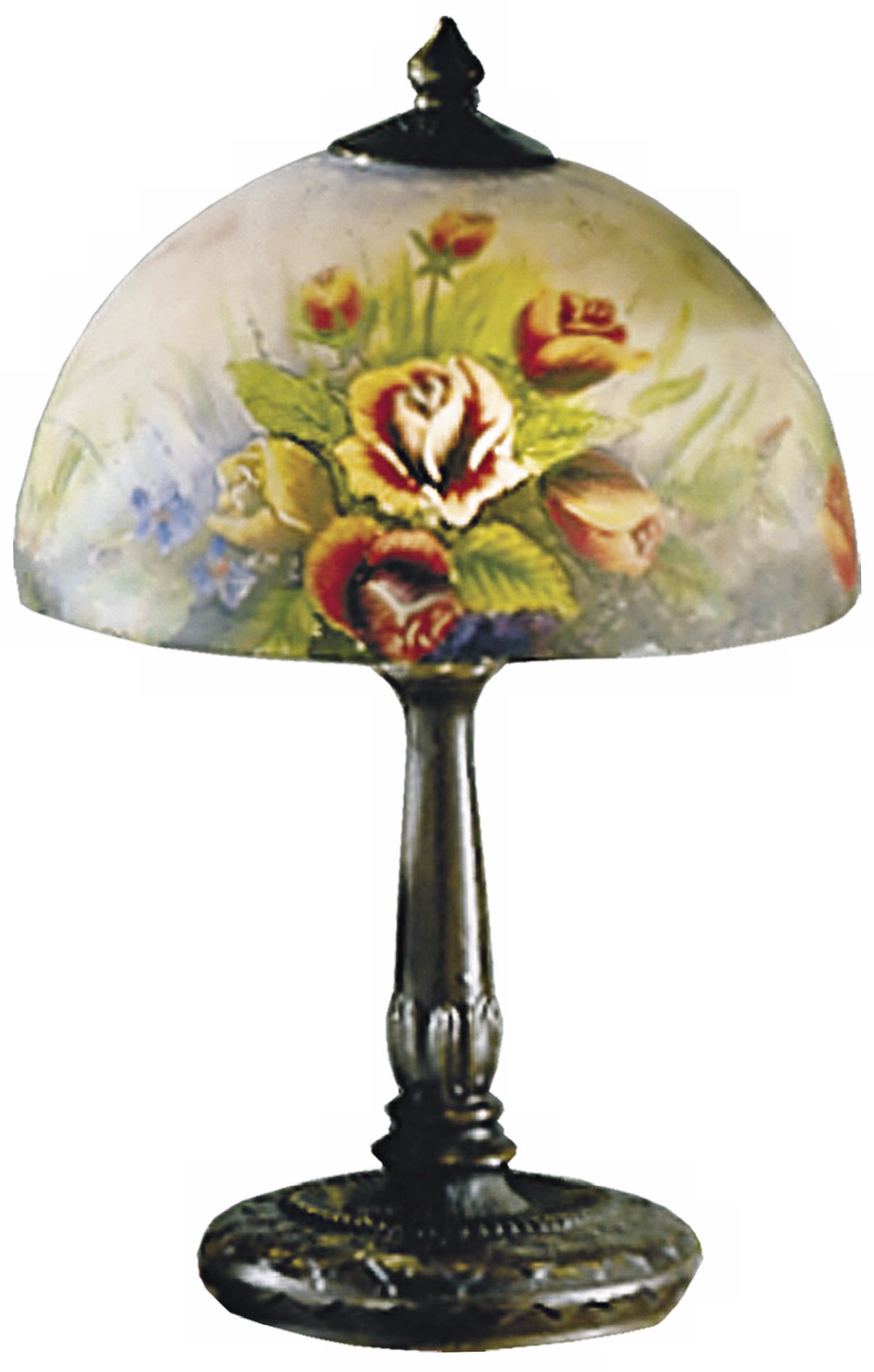Dale Tiffany Rose Dome Hand-Painted Art Glass Table Lamp