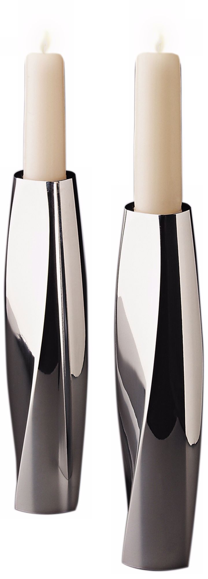 Nambe Silver Metal Twist Candle Holder Set of 2