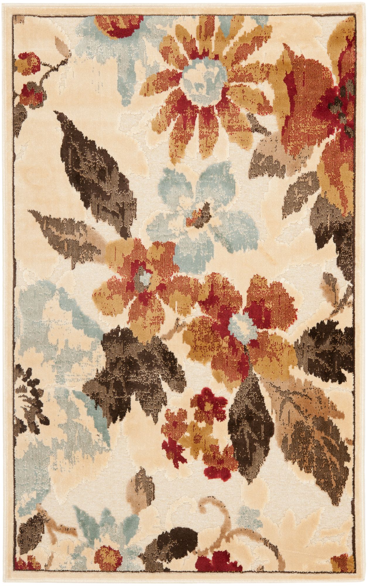 Paradise Collection PAR148C Floral Area Rug