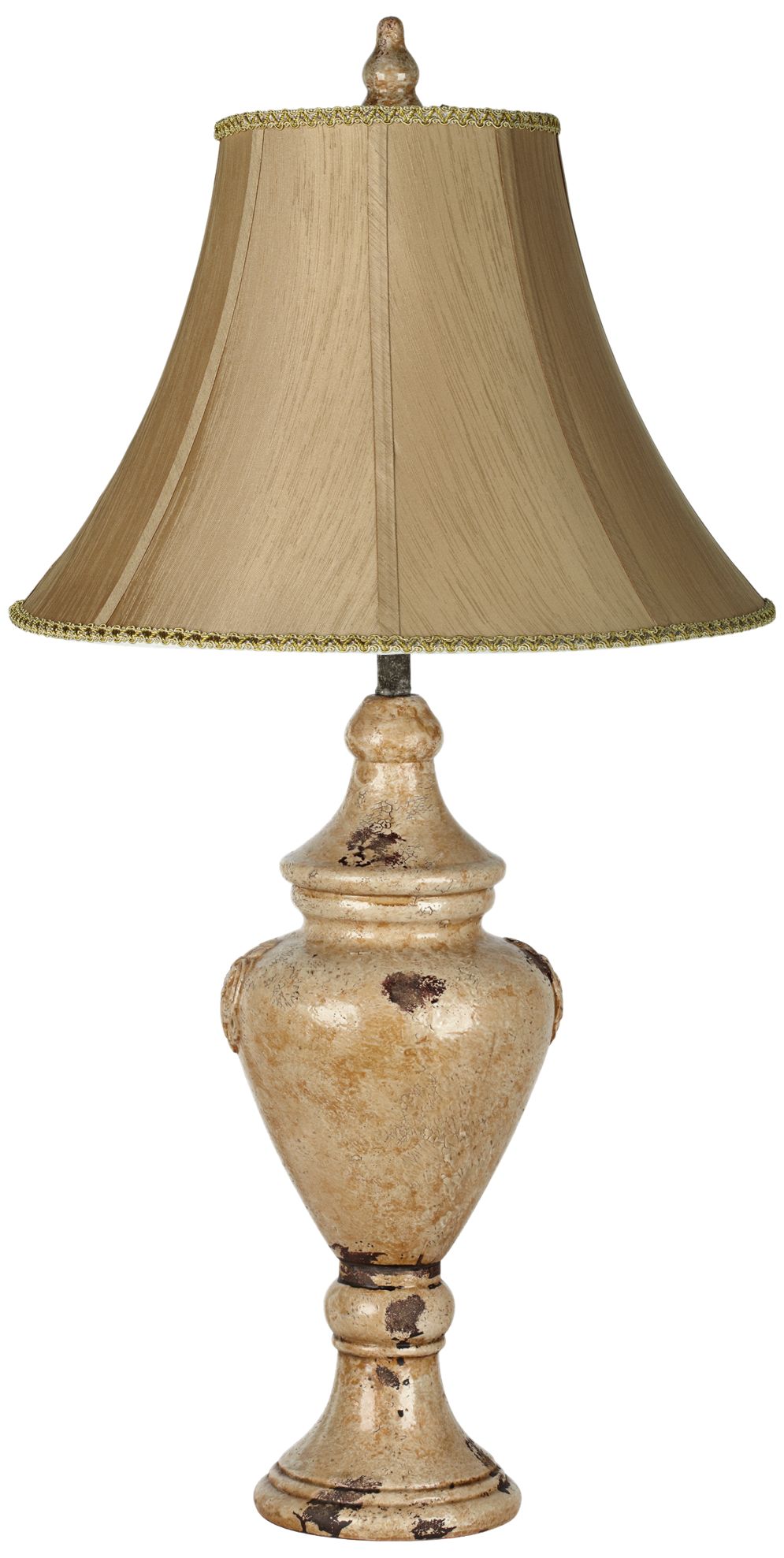 Earthen Gold Bell Distressed Beige Tuscan Urn Table Lamp