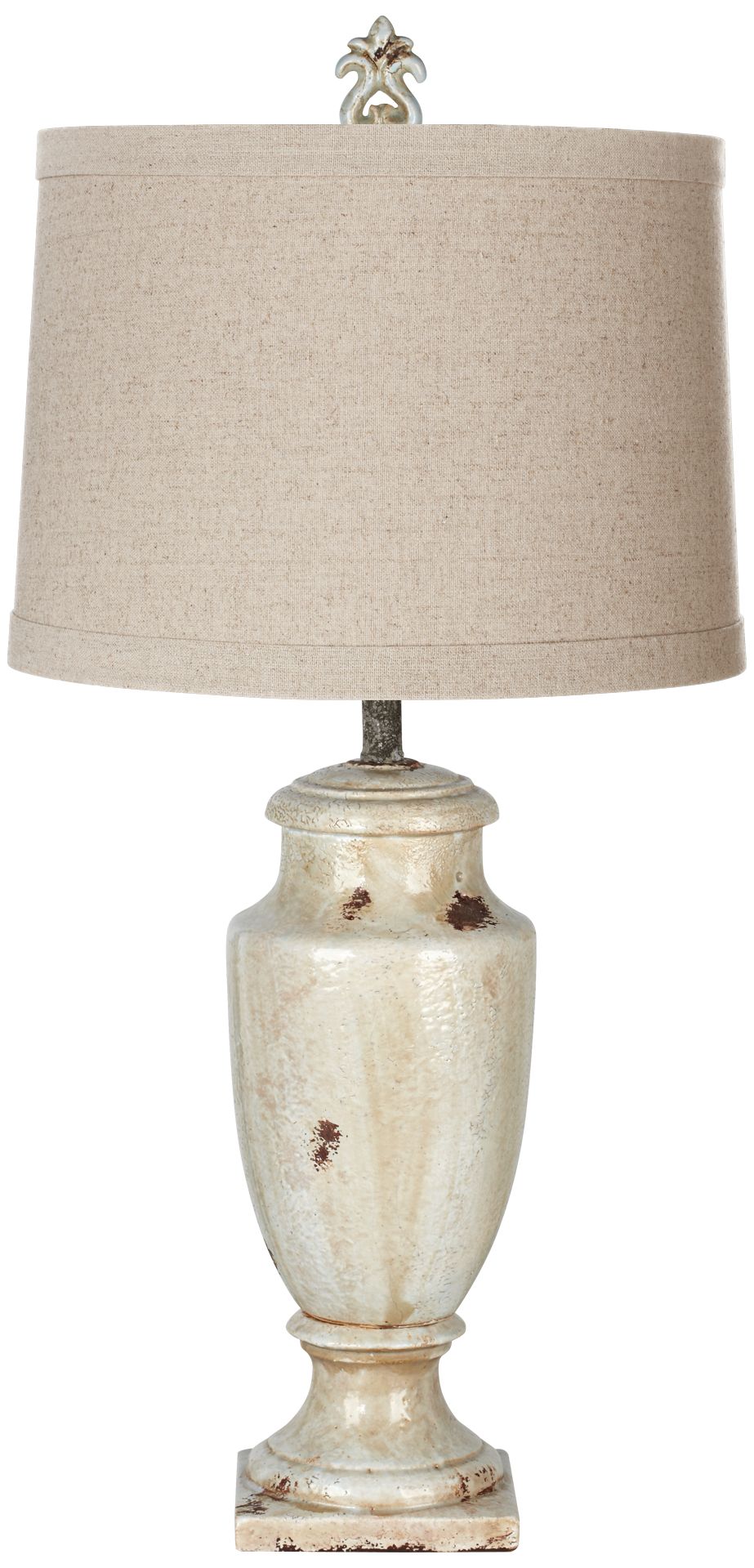 Ivory Linen Distressed Light Blue Tuscan Urn Table Lamp