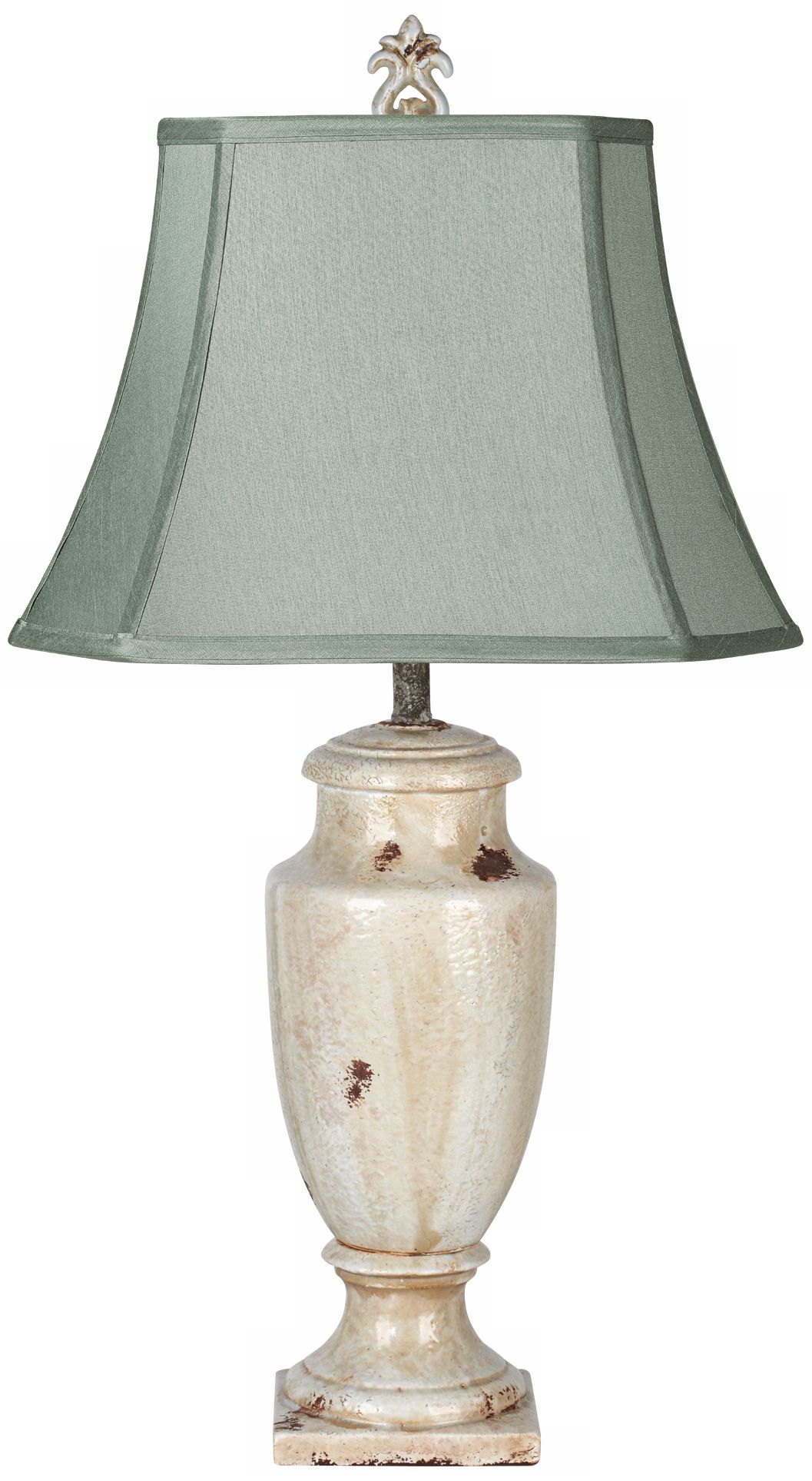 Spa Blue Shade Distressed Light Blue Tuscan Urn Table Lamp