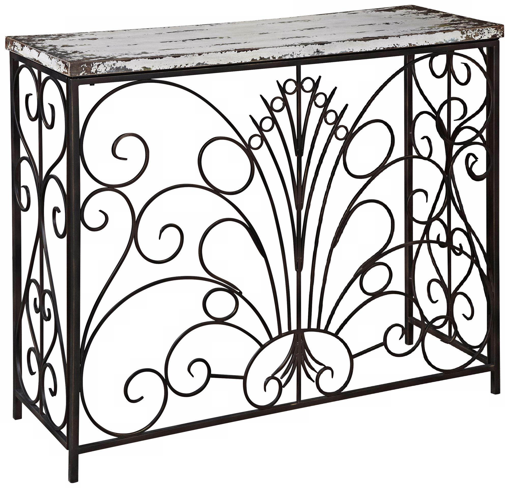 Parcel Collection Distressed White Console Table
