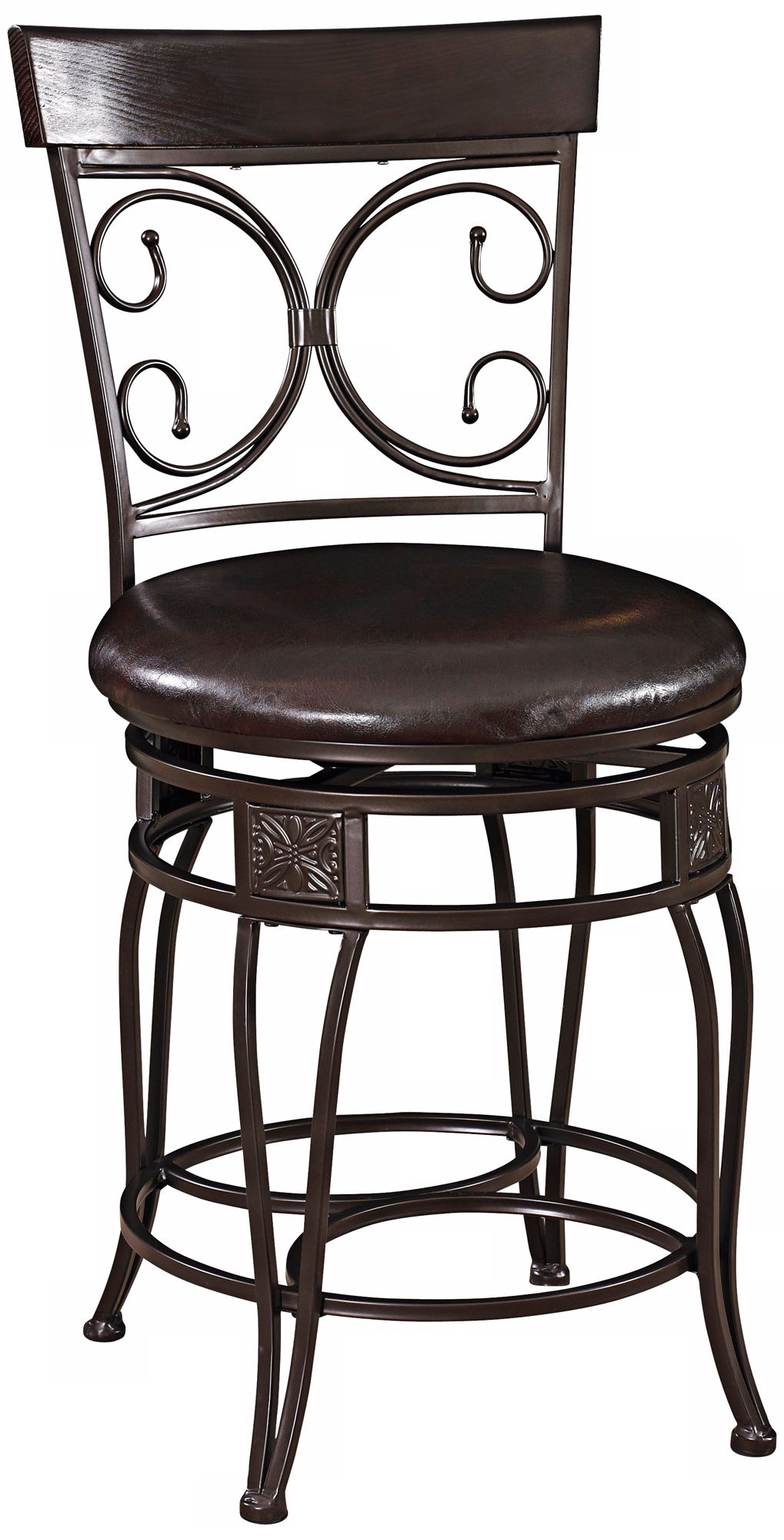 Big and Tall Back to Back Scroll 24" Black Counter Stool
