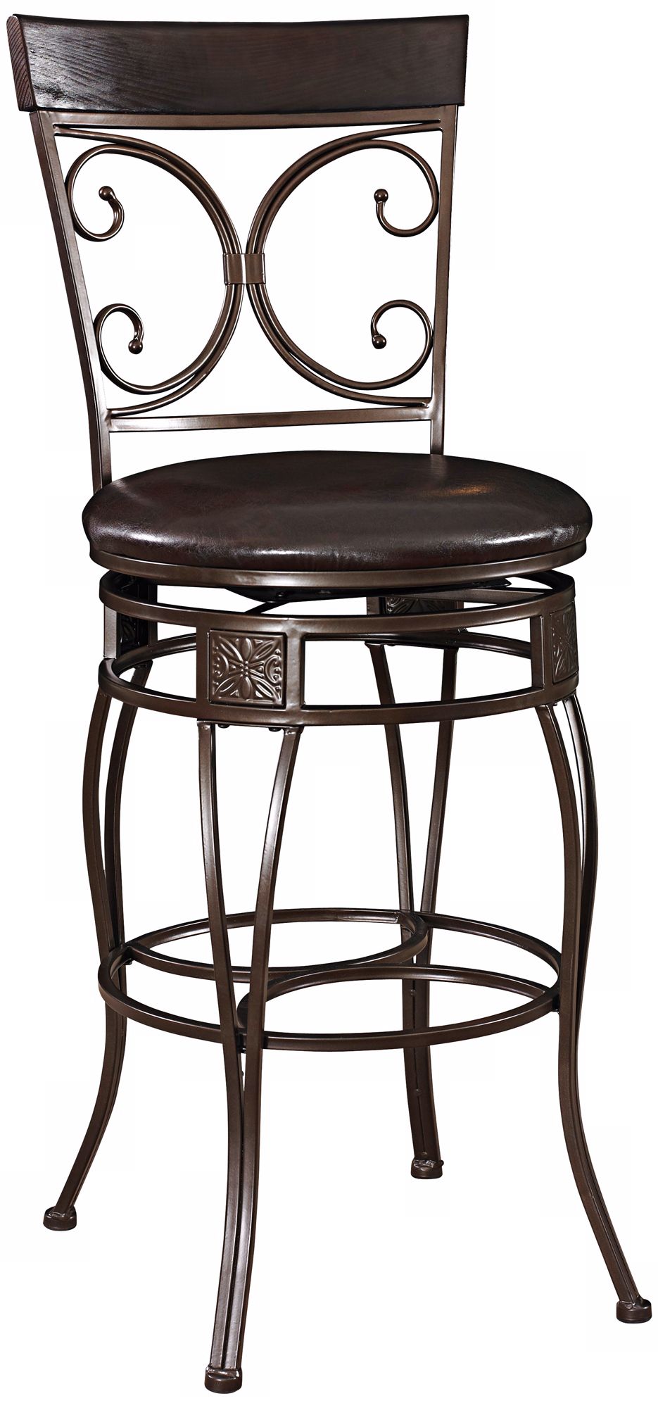 Big and Tall Back to Back Scroll 30" Datk Brown Bar Stool