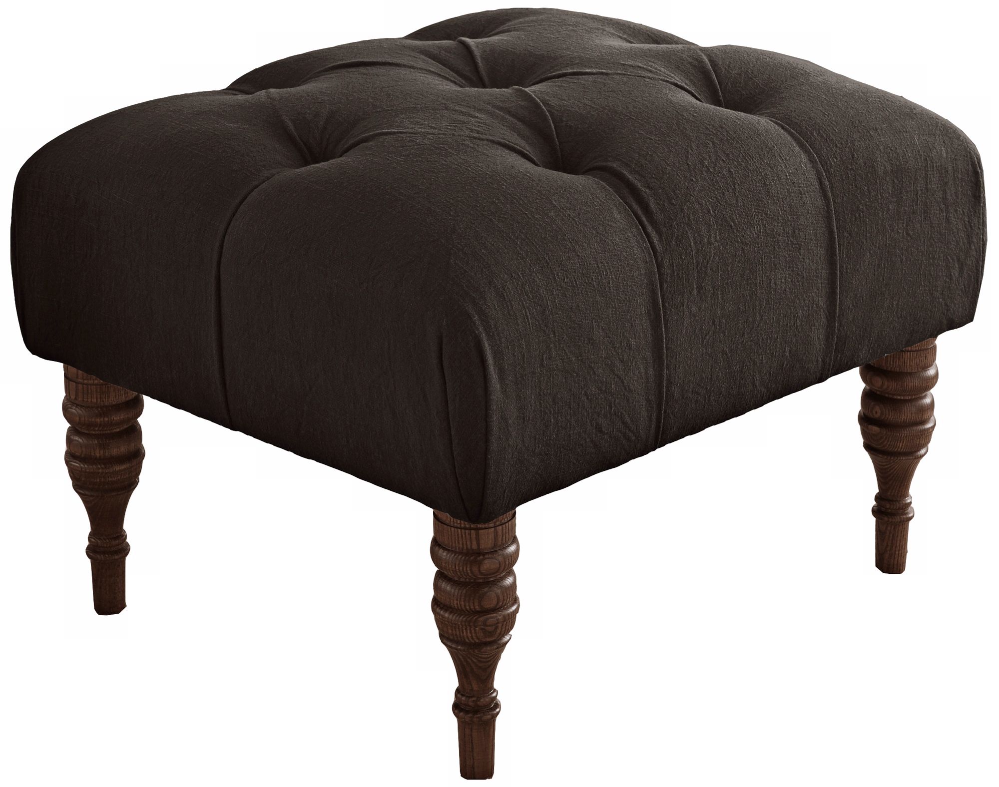 Isabelle Hand-Tufted Charcoal Linen Ottoman