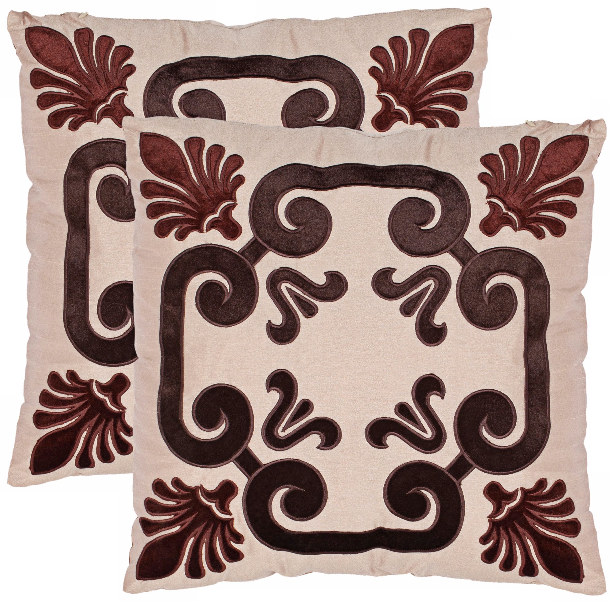 Set of 2 Monacelli Chocolate Brown 18" Safavieh Pillows