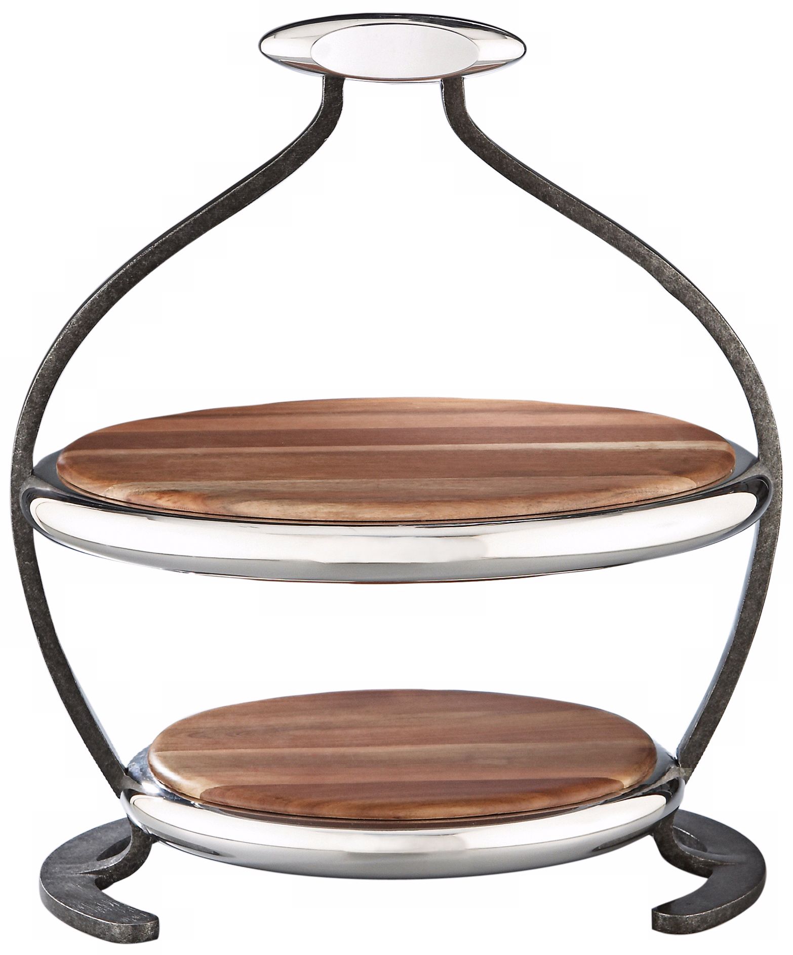 Nambe Anvil 2-Tier Alloy Metal Serving Stand
