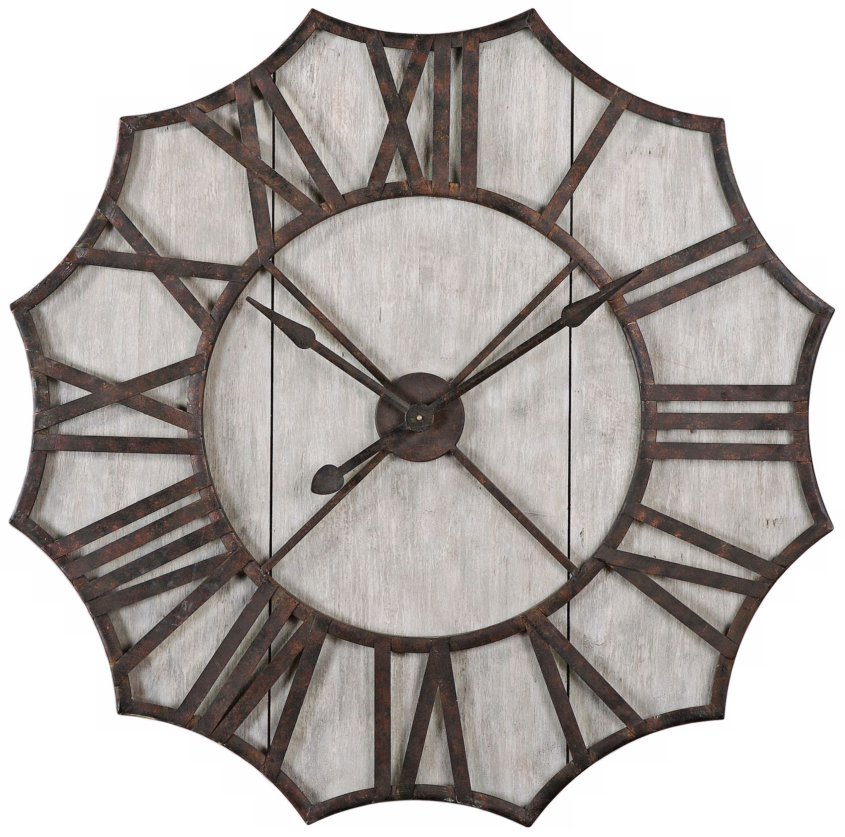 Uttermost Elliston 40" High Wood and Metal Wall Clock