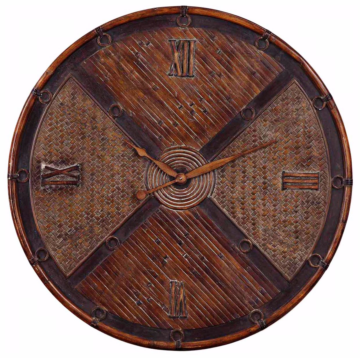 Uttermost Jilin 32" Wide Rattan and Bamboo Wall Clock
