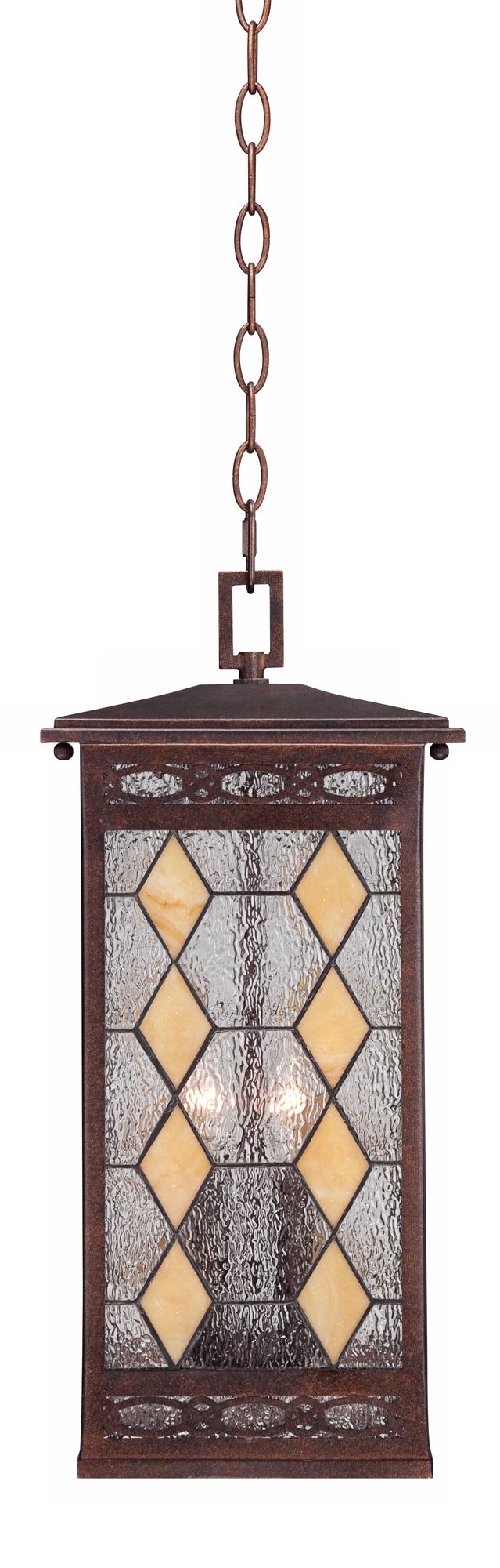 Tiffany-Style Glass 20" High Bronze Outdoor Hanging Light