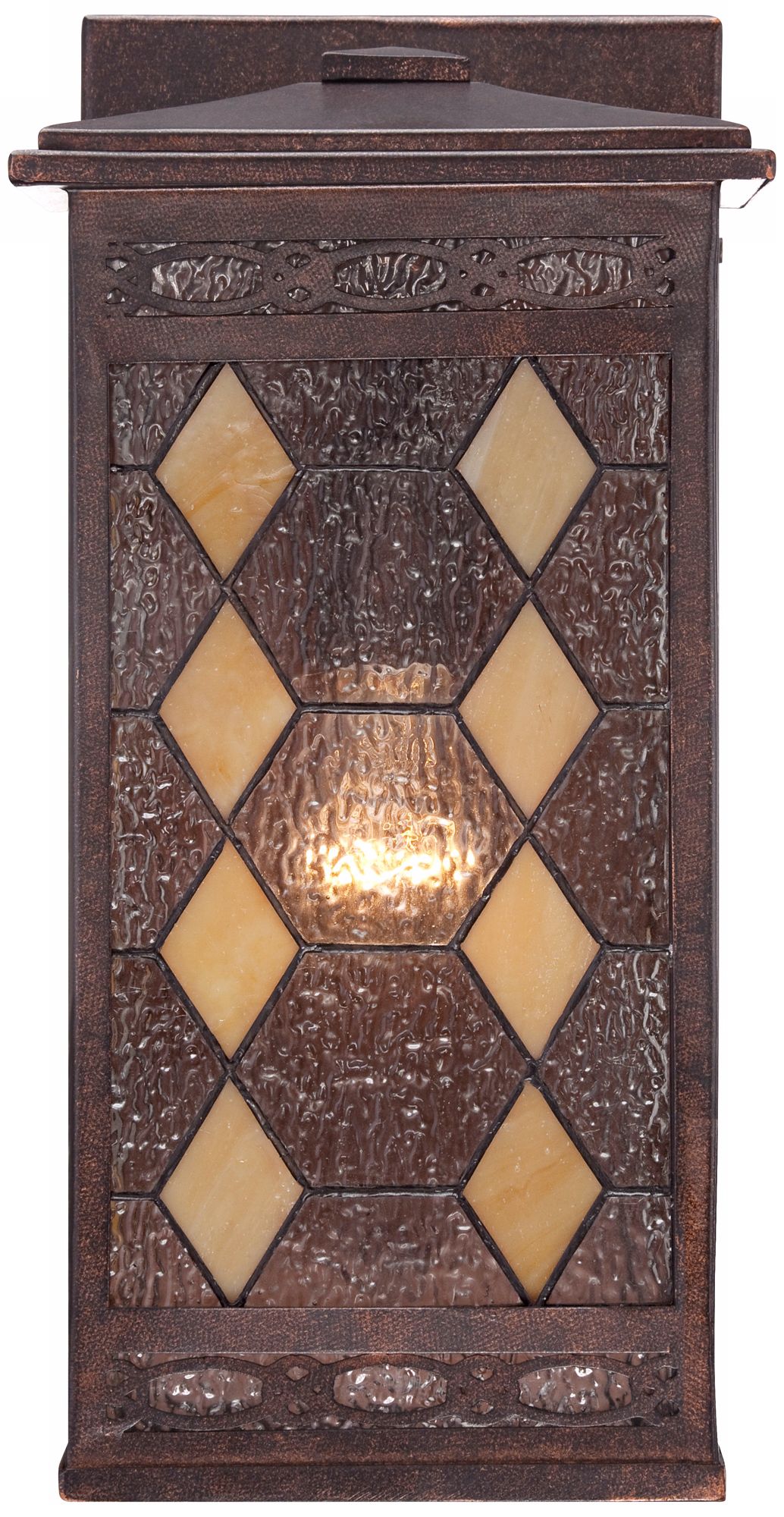 Tiffany Glass 12" High Solar Bronze Outdoor Wall Light