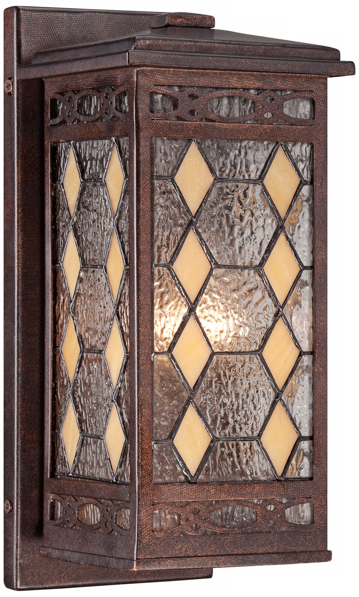 Tiffany Glass 14 3/4" High Bronze Outdoor Wall Light