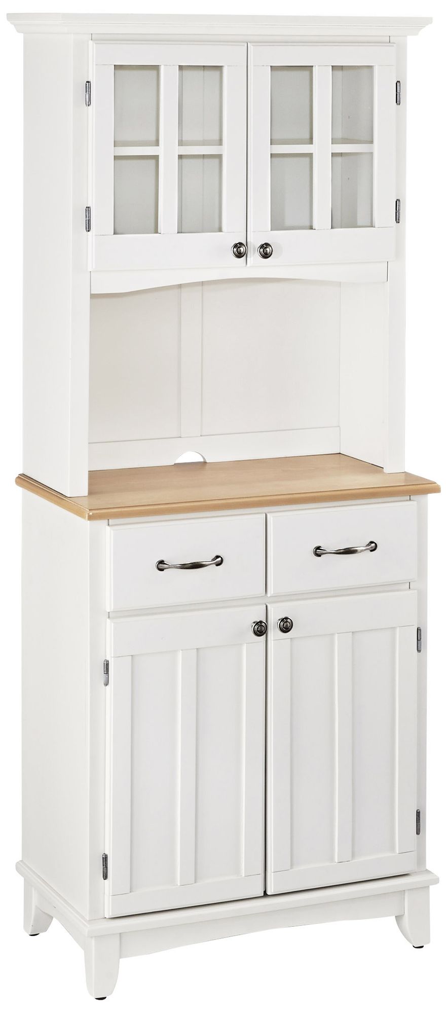 Lexington Natural Wood Top White Buffet with Hutch