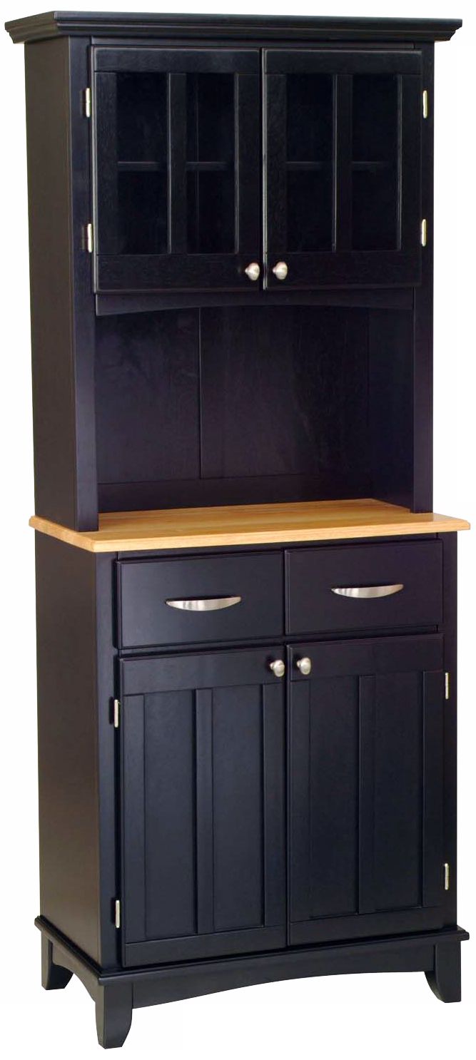 Lexington Natural Wood Top Black Buffet with Hutch