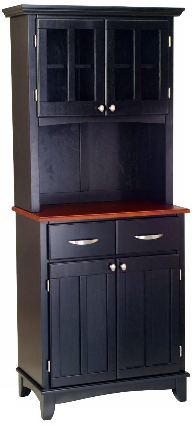 Lexington Cherry Wood Top Black Buffet with Hutch