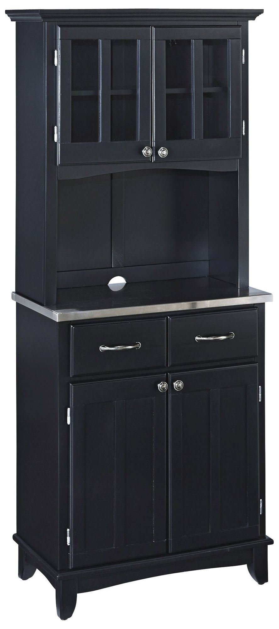 Lexington Steel Top Black Buffet with Hutch
