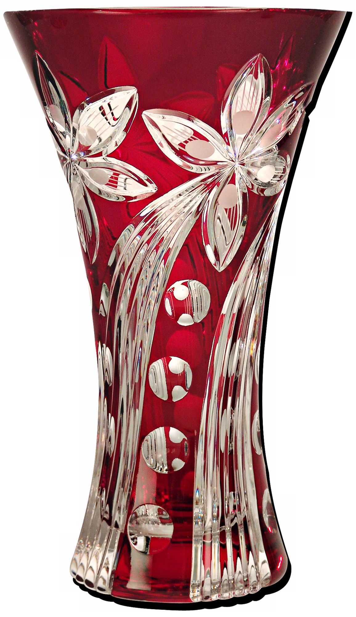 Dale Tiffany Red Floral Large Crystal Vase