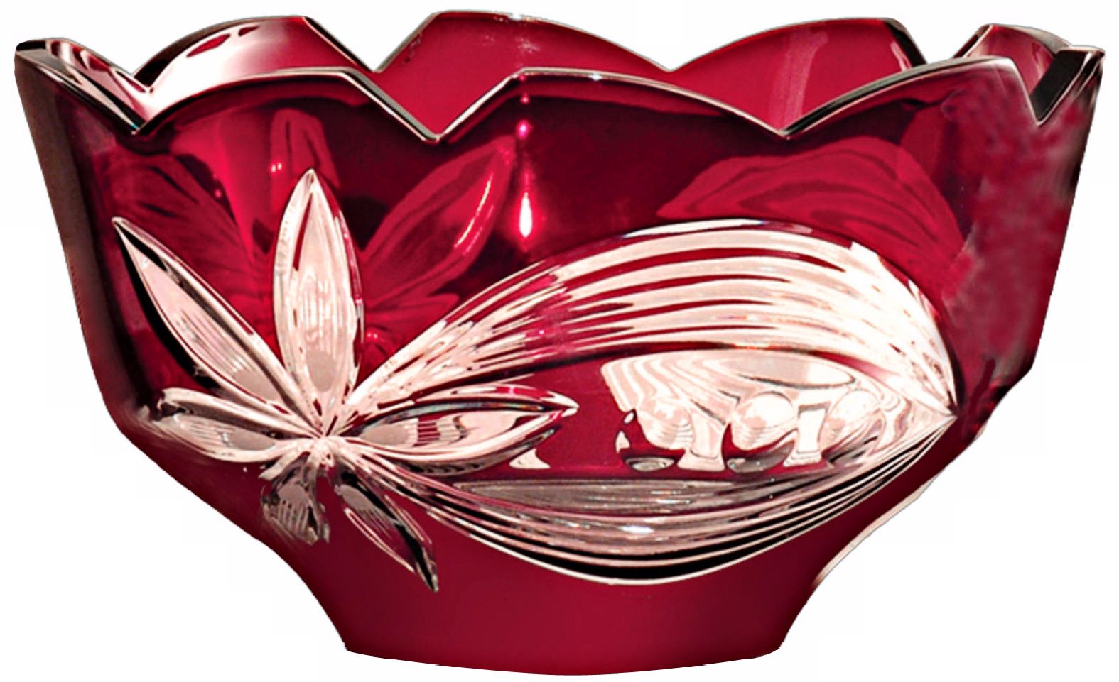 Dale Tiffany Red Floral Deep Crystal Bowl