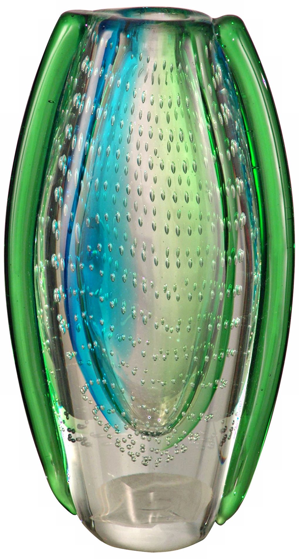 Dale Tiffany Blue and Green Speckle Art Glass Vase