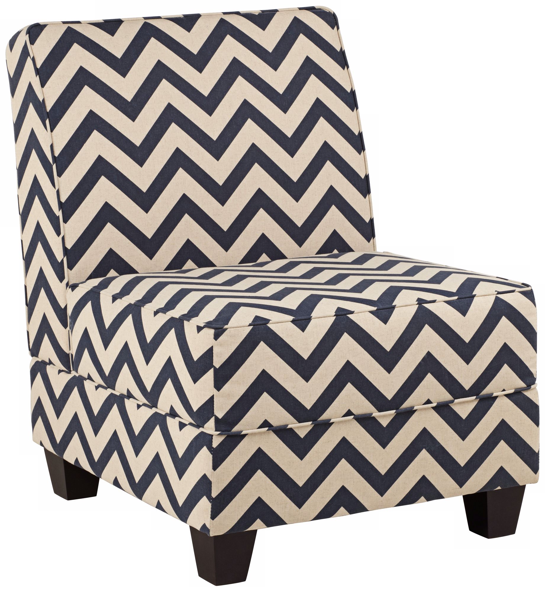 Milan Navy Zig Zag Armless Accent Chair