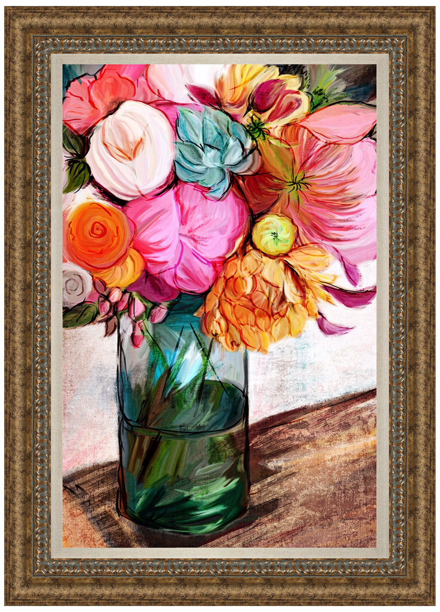 Blue Glass Vase 42 3/4" High Floral Wall Art