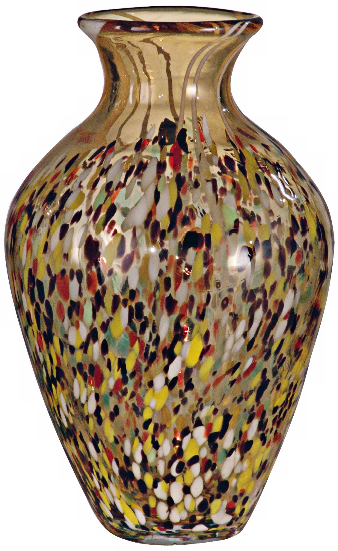 Dale Tiffany Amber Speckle Tall Hand-Blown Art Glass Vase