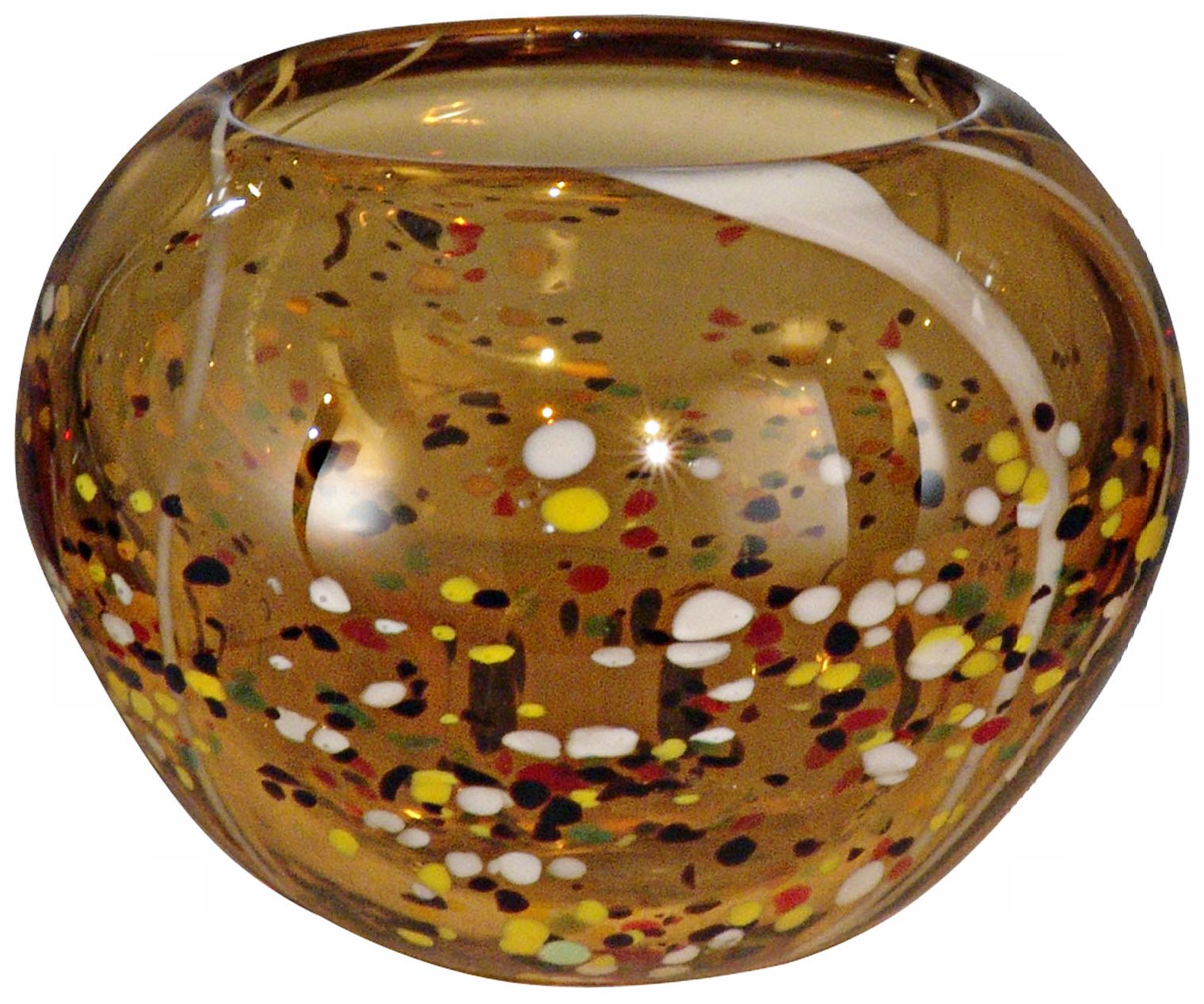 Dale Tiffany Amber Speckle Round Hand-Blown Glass Bowl