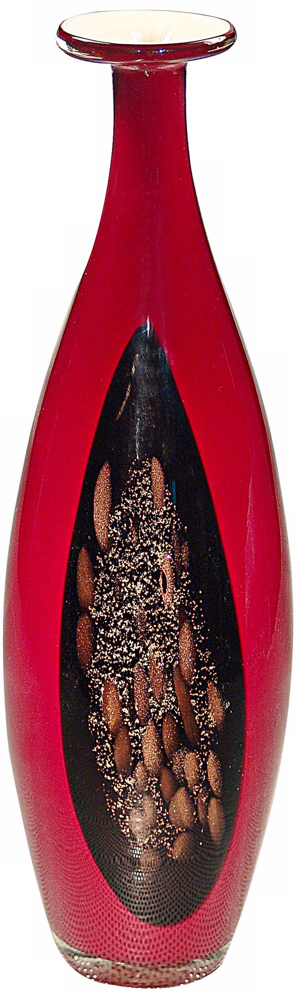 Dale Tiffany Roseville Tall Black and Red Art Glass Vase