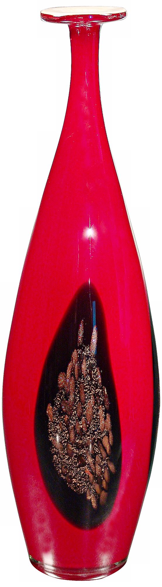 Dale Tiffany Roseville Short Black and Red Art Glass Vase