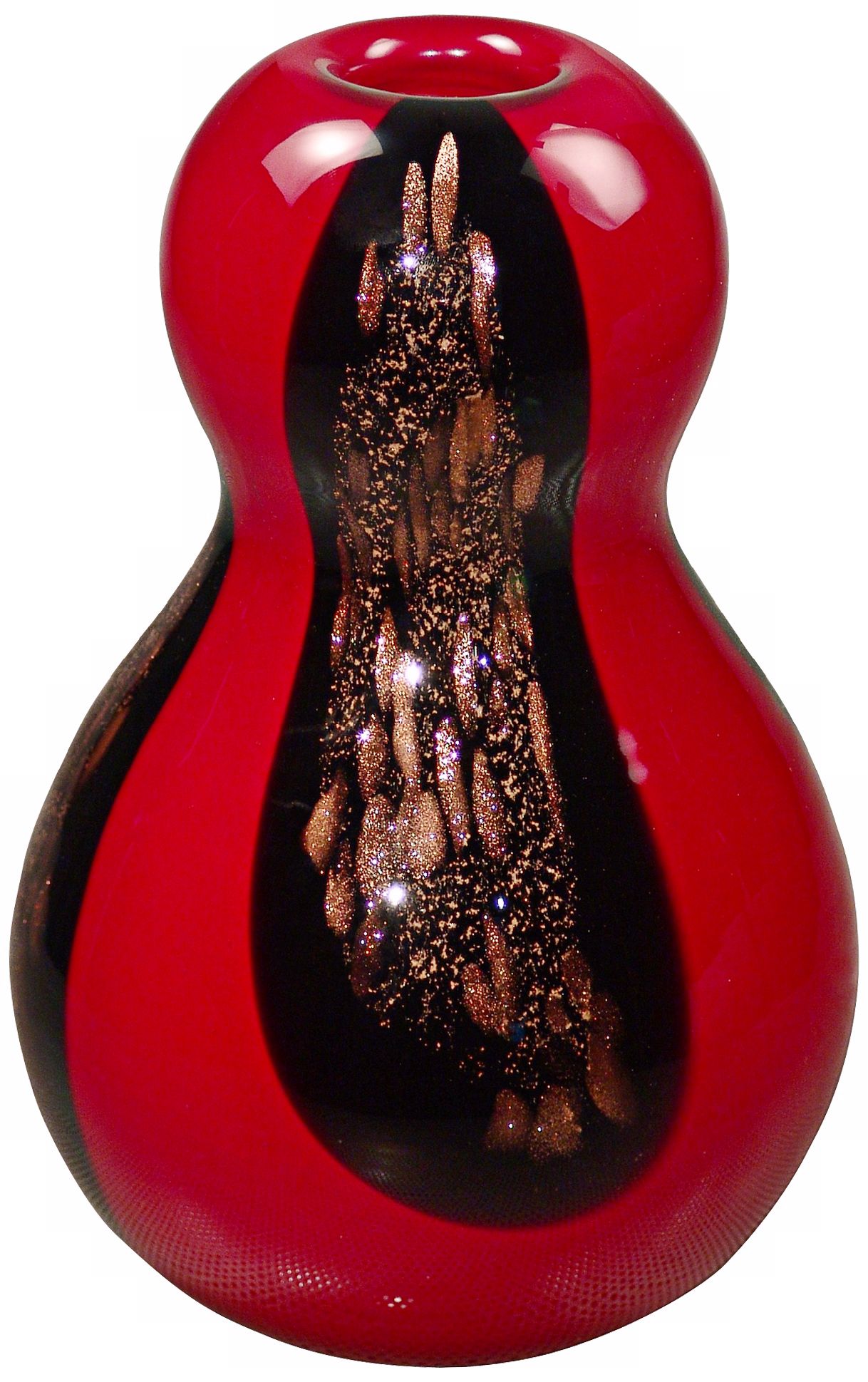 Dale Tiffany Roseville Black and Red Art Glass Gourd Vase