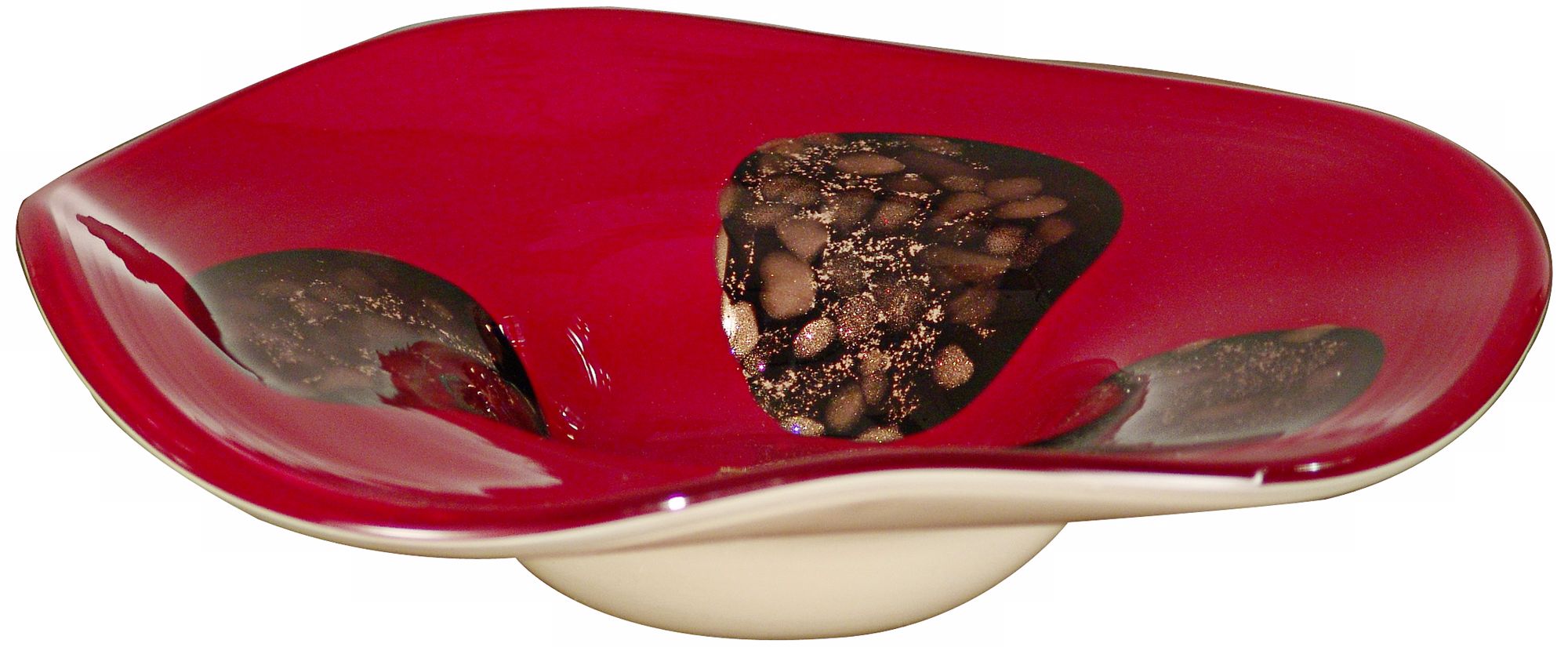 Dale Tiffany Roseville Black and Red Art Glass Charger